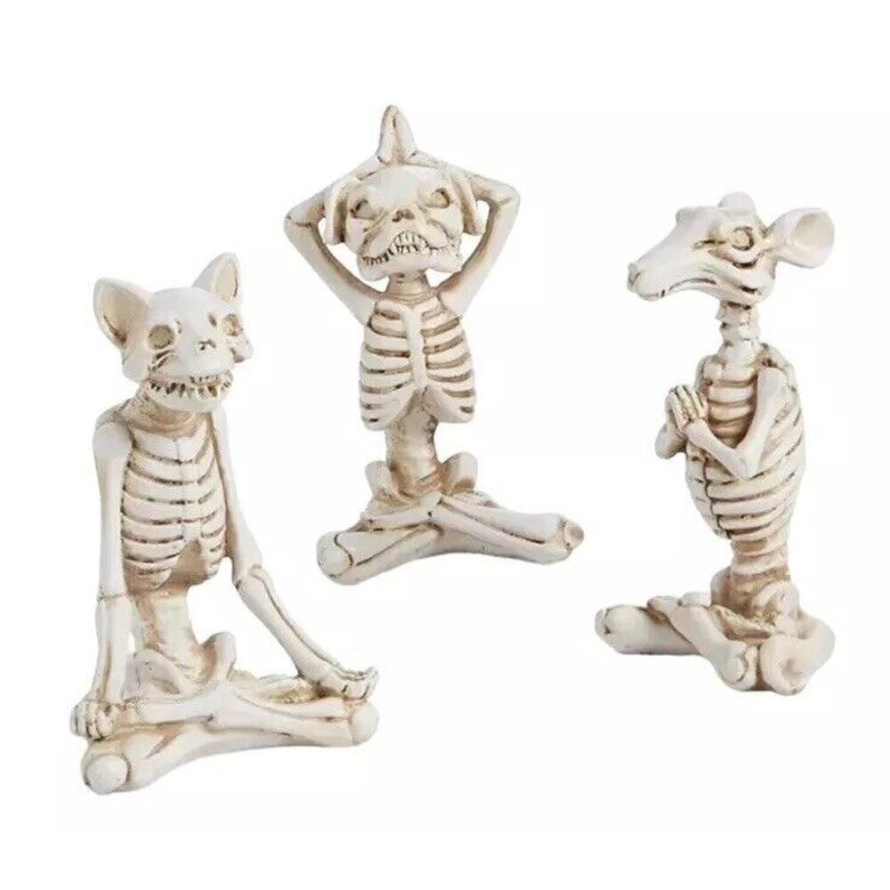 3 Yoga Skeleton spook & fun, this Holiday Lane dog, cat and rat